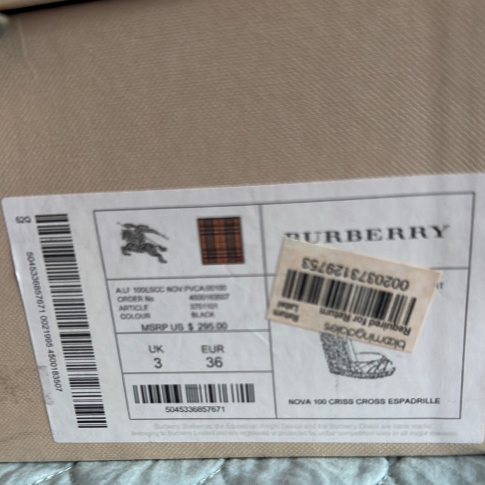 Burberry Black Criss Cross Espadrille - Picture 1 of 9
